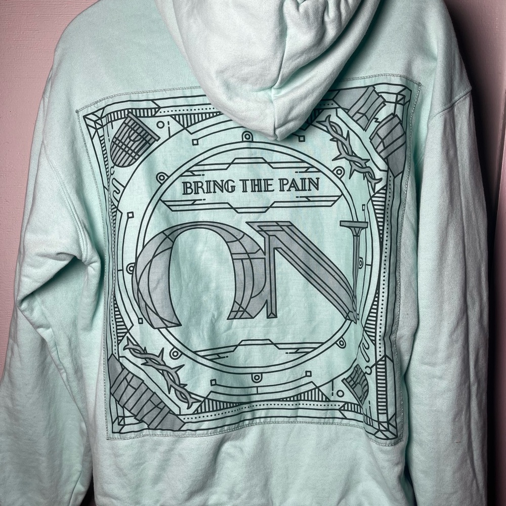 BTS ON Hoodie Bring The Pain Hoodie K-POP Mint Fr/back Hits Size XL exc cond